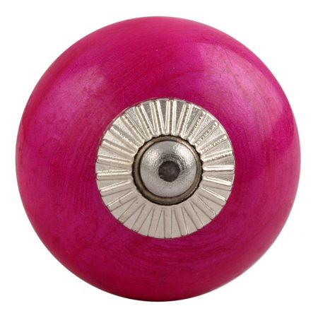 Neon Pink Silver Fitting Ceramic Knob